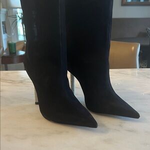 SCHUTZ Elegant Black Boots with Metallic Heels